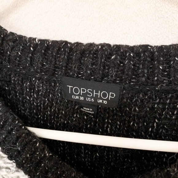 Topshop Knit Pullover Sweater Gray V Neck Heavy, 6 - Picture 6 of 9